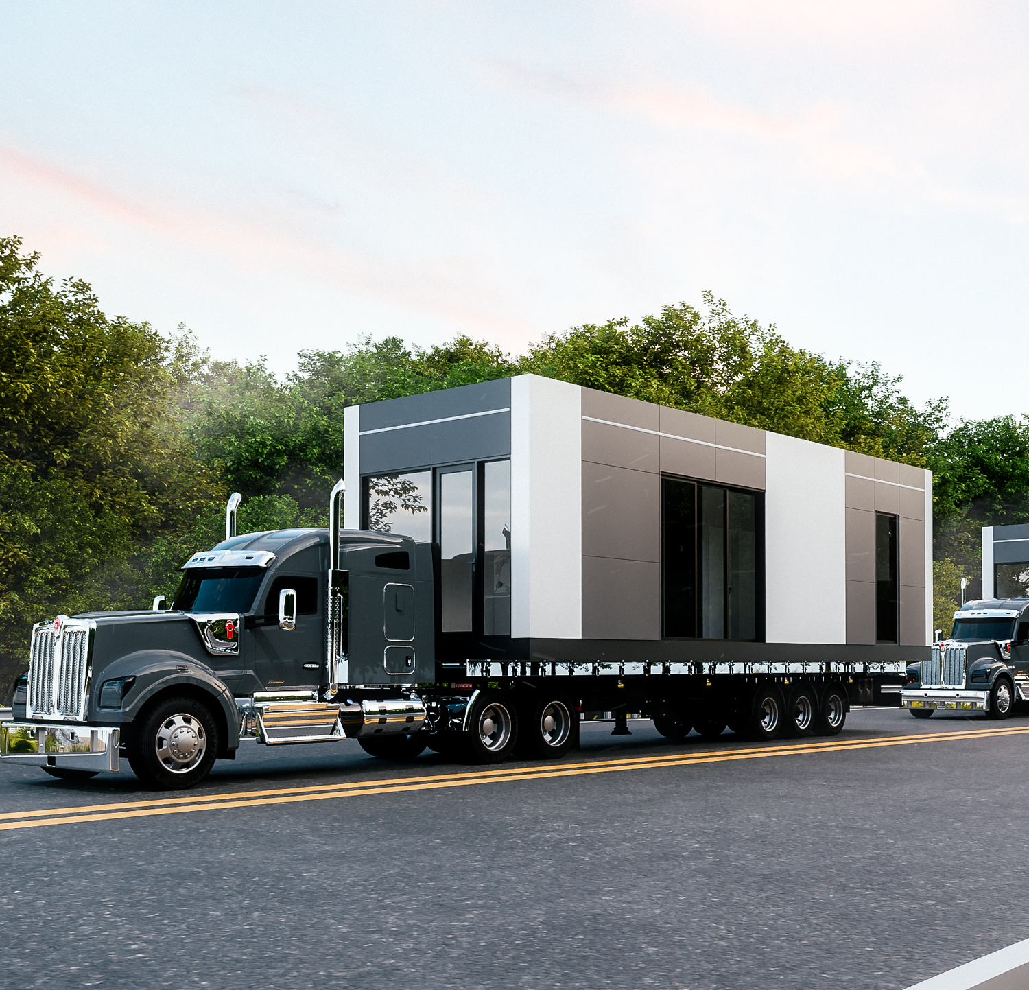 Smart, Portable, Combinable, Stackable home or garden/laneway suite powered by Voice-AI Assistant built by StrongFroce.AI in Ontario, Toronto, Ottawa - transport image