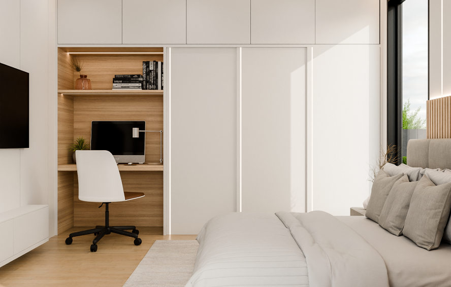 Smart, Portable, Combinable, Stackable home or garden/laneway suite powered by Voice-AI Assistant built by StrongFroce.AI in Ontario, Toronto, Ottawa - Bedroom image